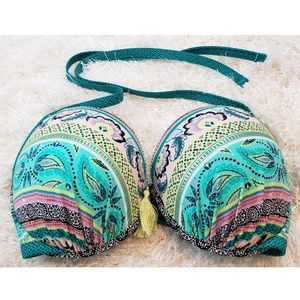 Shade & Shore | Green Paisley Halter Bikini Top